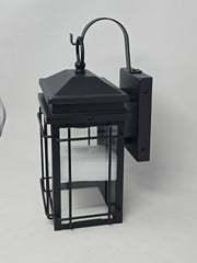 Hampton Bay 13 in. 1-Light Black Outdoor Wall Lantern Sconce w/ Clear Glass