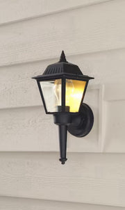 13.5 in. 1-Light Black Outdoor Wall Light Fixture Sconce with Clear Glass