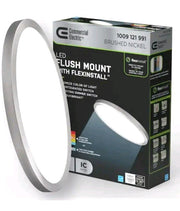 Commercial Electric Flexinstall Oval 16in. Brushed Nickel LED Ceiling Light 5CCT