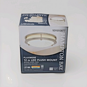 Hampton Bay Flaxmere 12 in. Modern Nickel LED Flush Mount