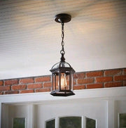 HAMPTON BAY Wickford 1-Light Outdoor Pendant Light Fixture W/ Beveled Glass