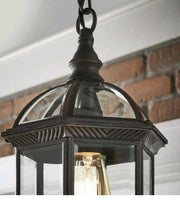 HAMPTON BAY Wickford 1-Light Outdoor Pendant Light Fixture W/ Beveled Glass