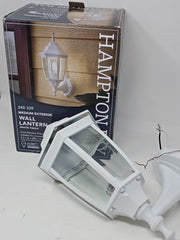HAMPTON BAY 14.37 in. White Dusk to Dawn Decorative Outdoor Wall Lantern Sconce