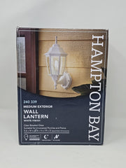 HAMPTON BAY 14.37 in. White Dusk to Dawn Decorative Outdoor Wall Lantern Sconce