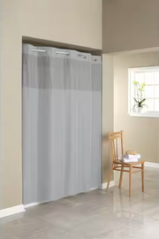 Hookless Simply Solid 74 x 71 Polyester Shower Curtain in Frosted Grey