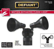 Defiant PAR 180 Degree Black Motion Sensor Wired Outdoor 2-Head Dusk-to-Dawn