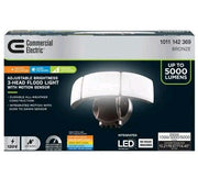 Commercial Electric 3-Head Lumen Bronze Motion Sensing Dusk to Dawn