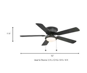 Hampton BayHugger 52 in. LED Indoor Black Ceiling Fan with Light Kit
