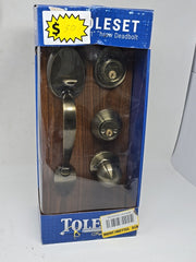 TOLEDO Double Cylinder Door Handleset Adjustable Keyed Antique Brass