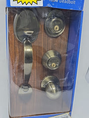 TOLEDO Double Cylinder Door Handleset Adjustable Keyed Antique Brass