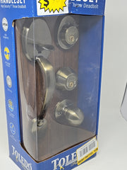 TOLEDO Double Cylinder Door Handleset Adjustable Keyed Antique Brass