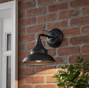 Hampton Bay 11 in. Black Barn Outdoor Wall Light Sconce Open Box