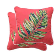 16 in. Maui Palm Square Outdoor Throw Pillow (2-Pack)
