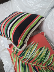 16 in. Maui Palm Square Outdoor Throw Pillow (2-Pack)