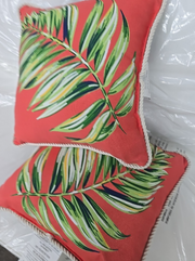 16 in. Maui Palm Square Outdoor Throw Pillow (2-Pack)