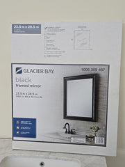 Glacier Bay 23.5 in x 28.5 in Black Framed Mirror (Screws Not Included)