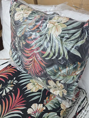 21 in. x 21 in. Simone Black Tropical Outdoor Dining Chair Cushion