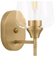 Hampton Bay Pavlen 5.5 in. 1-Light Antique Brass Sconce with Clear Glass Shade