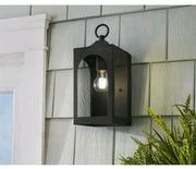 Tremont 10.3 in. 1-Light Black Outdoor Wall Light Fixture with Clear Glass
