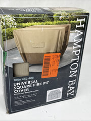 Hampton Bay Universal Square Fire Pit Cover Beige/Brown 31.2 in x 31.2 in x22 in