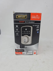 Defiant Square Satin Nickel Wi-Fi Electronic Deadbolt Smart Lock by Hubspace.NIB