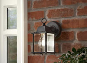 Hampton Bay 8.2” Black Outdoor Coach Wall Lantern Wet Locations Clear Glass