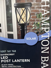 Hampton Bay Ravencrest 120 lumens Black Outdoor Solar Post Lantern