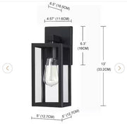 Hukoro Martin 1-Light Matte Black Outdoor Wall Lantern Sconces (2-Pack)