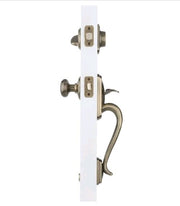 SCHLAGE Camelot Single Cylinder Handleset and Georgian Knob, Antique Brass