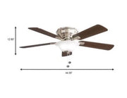 Hawkins III 44.in LED Indoor Brushed Nickel Flush Mount Ceilling Fan With Light