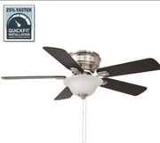 Hawkins III 44.in LED Indoor Brushed Nickel Flush Mount Ceilling Fan With Light