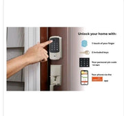 Defiant Smart Electronic Deadbolt, Biometric Fingerprint Touchpad, Satin Nickel