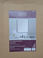 Home Decorators 24 x 30 Rectangular Framed Wall Bathroom Vanity Mirror in Black