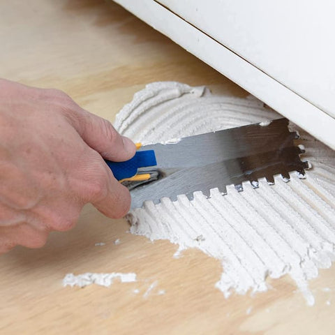 1/4 in. x 1/4 in. x 1/4 in. Comfort Grip Square-Notch Margin Flooring Trowel with Bucket Hook