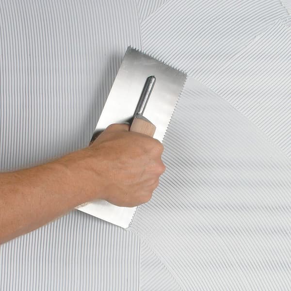 1/4 in. x 3/16 in. Traditional Carbon Steel V-Notch Flooring Trowel with Wood Handle