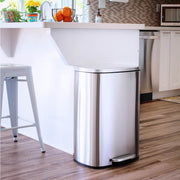 13 Gal. Stainless Steel Kitchen Trashcan, Step-on, Rectangle