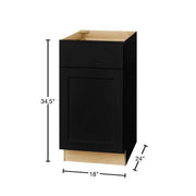 Avondale 18 in. W x 24 in. D x 34.5 in. H Ready to Assemble Plywood Shaker Base Kitchen Cabinet in Raven Black
