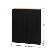 Avondale 36 in. W x 12 in. D x 42 in. H Ready to Assemble Plywood Shaker Wall Kitchen Cabinet in Raven Black