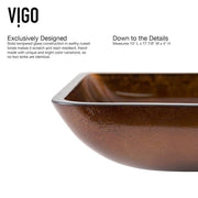 Donatello Artistic Rubywood Glass 18 in. L x 13 in. W x 4 in. H Rectangular Vessel Bathroom Sink