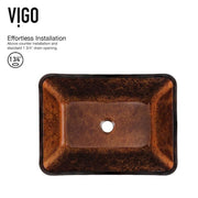 Donatello Artistic Rubywood Glass 18 in. L x 13 in. W x 4 in. H Rectangular Vessel Bathroom Sink