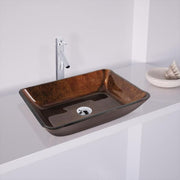 Donatello Artistic Rubywood Glass 18 in. L x 13 in. W x 4 in. H Rectangular Vessel Bathroom Sink