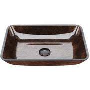 Donatello Artistic Rubywood Glass 18 in. L x 13 in. W x 4 in. H Rectangular Vessel Bathroom Sink