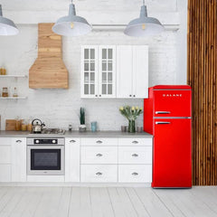 7.6 cu. ft. Refrigerator Retro Dual Door True Freezer in Red