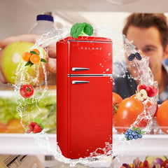 7.6 cu. ft. Refrigerator Retro Dual Door True Freezer in Red