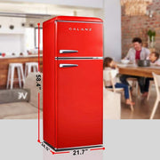 7.6 cu. ft. Refrigerator Retro Dual Door True Freezer in Red