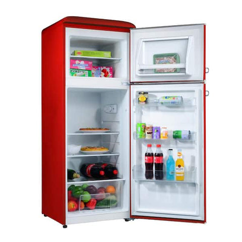 7.6 cu. ft. Refrigerator Retro Dual Door True Freezer in Red