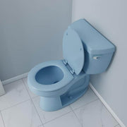 Deluxe Molded Wood Round Closed Front Toilet Seat with Cover and Adjustable Hinge in Regency Blue