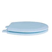 Deluxe Molded Wood Round Closed Front Toilet Seat with Cover and Adjustable Hinge in Regency Blue