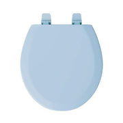Deluxe Molded Wood Round Closed Front Toilet Seat with Cover and Adjustable Hinge in Regency Blue