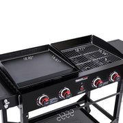 4-Burner Portable Flat Top Propane Gas Grill and Griddle Combo with Folding Legs, 48,000 BTU in Black